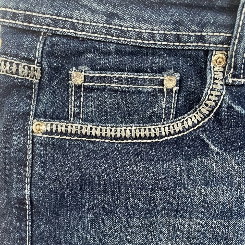 Revolt Vintage Embroidered Butterfly Beaded  Blue Jean Bootcut Size 10 Y2K - Picture 4 of 8